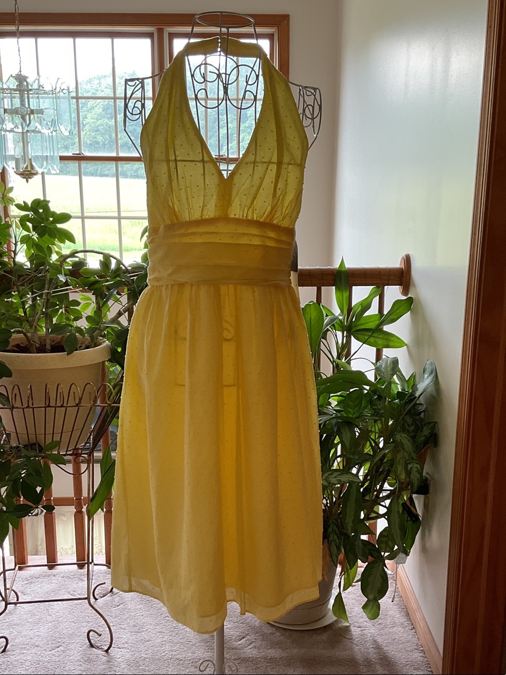Yellow Dorby Halter Empire-Waist Dress NWT 10 Petite
